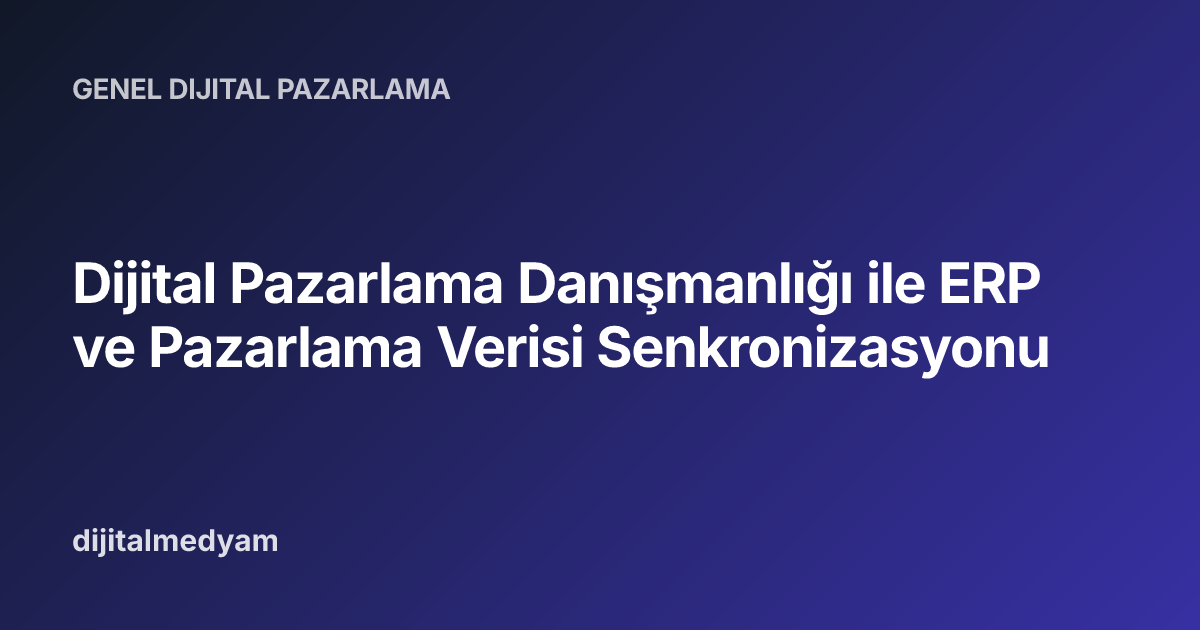 Dijital Pazarlama Danışmanlığı ile ERP ve Pazarlama Verisi Senkronizasyonu