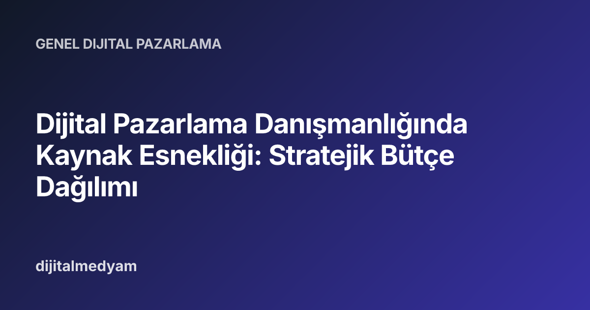 Dijital Pazarlama Danışmanlığında Kaynak Esnekliği: Stratejik Bütçe Dağılımı